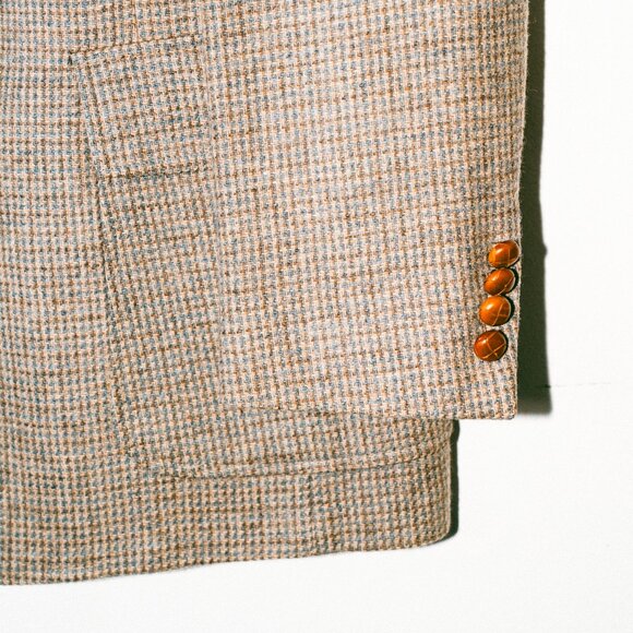 Vintage 80s Wool Tweed Blazer w/ Leather-Wrapped Buttons – Women’s M/L - Picture 5 of 6